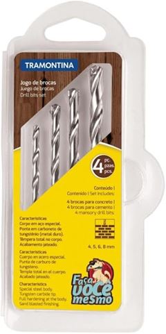 JOGO BROCA WIDEA CONCRETO 4PC 4MM A 8MM