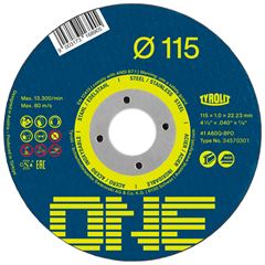 DISCO DE CORTE INOX 115X2,5X22,23MM ONE
