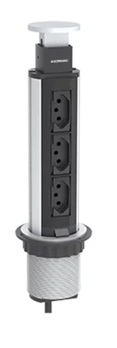 TORRE TOMADA 3 MOD 2P+T 20A EMB PRATA